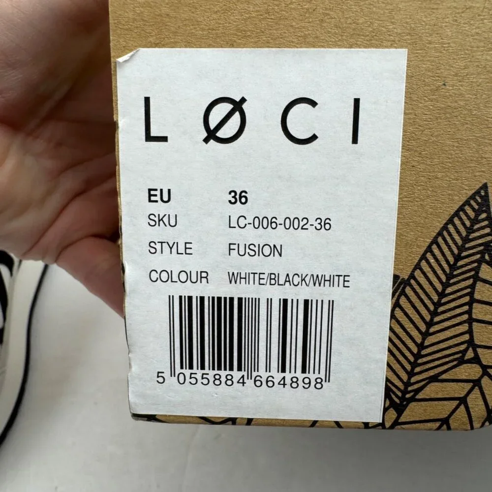 Loci NEW Fusion White Black Sneakers EU 36 / US Women's 6 Designer Vegan Lace Up